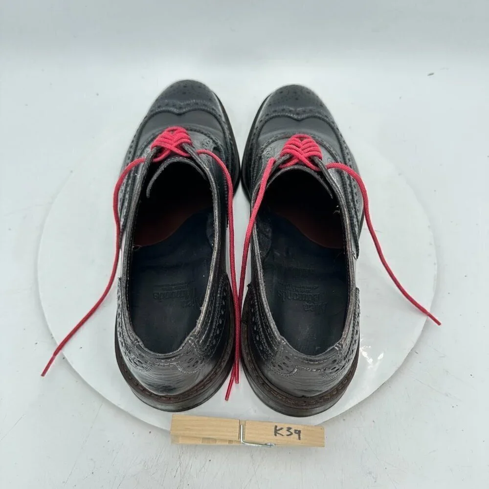 Allen Edmond Neumok Men Size 9.5D Black Leather Wingtip Oxford Dress Shoes